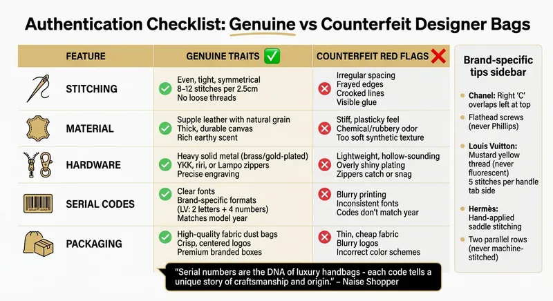 Authentic vs Counterfeit Designer Bag Authentication Checklist