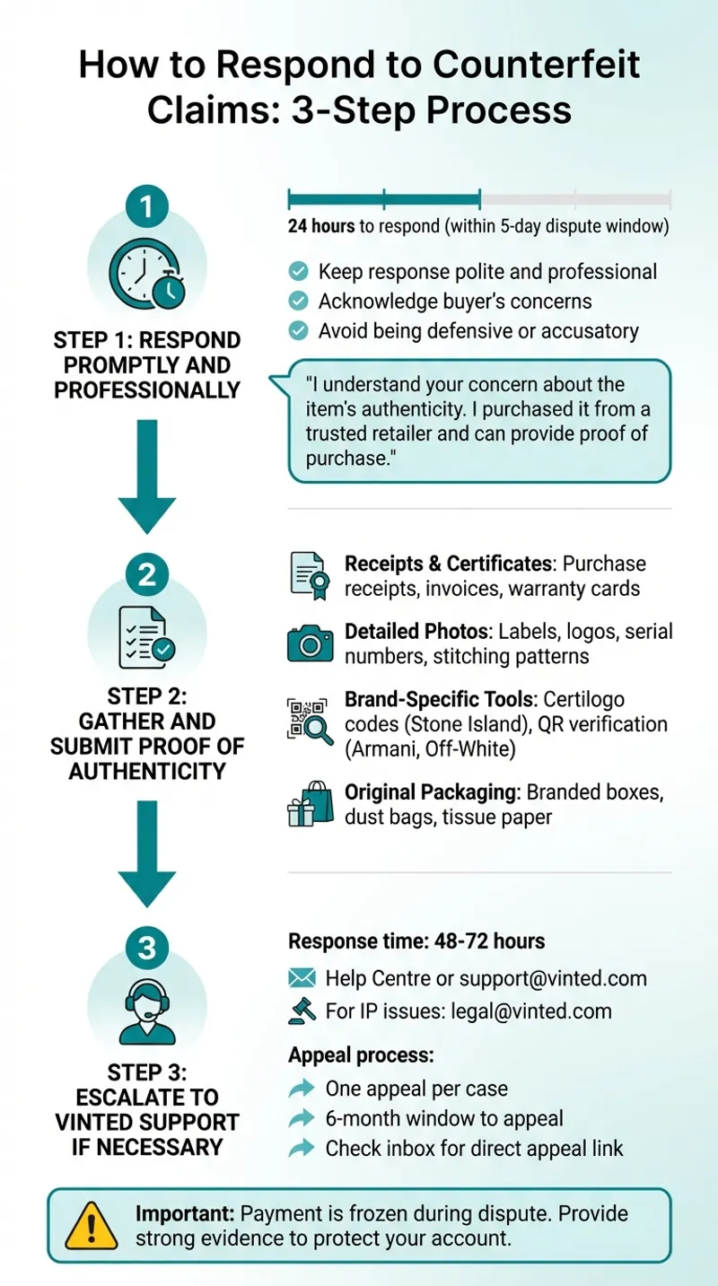 How to Respond to Counterfeit Claims on Vinted: 3-Step Process