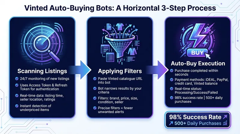 How Auto-Buying Bots Work on Vinted: 3-Step Process
