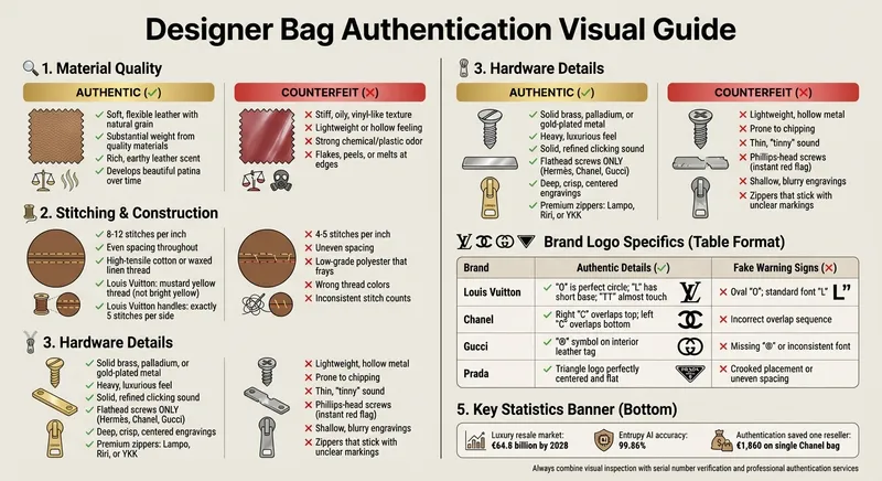 How to Spot Authentic vs Fake Designer Bags: Visual Authentication Guide