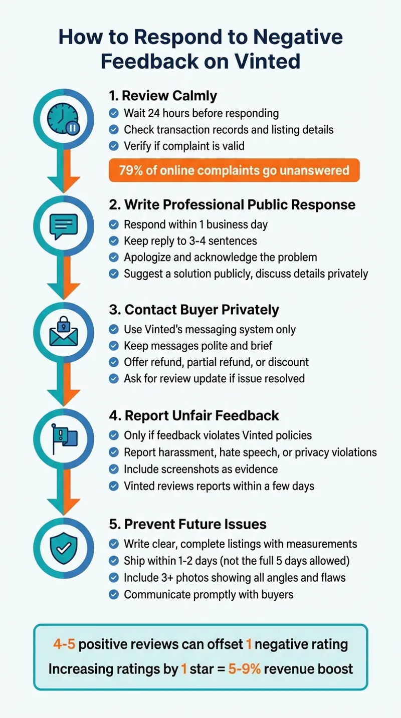 5-Step Process for Responding to Negative Feedback on Vinted