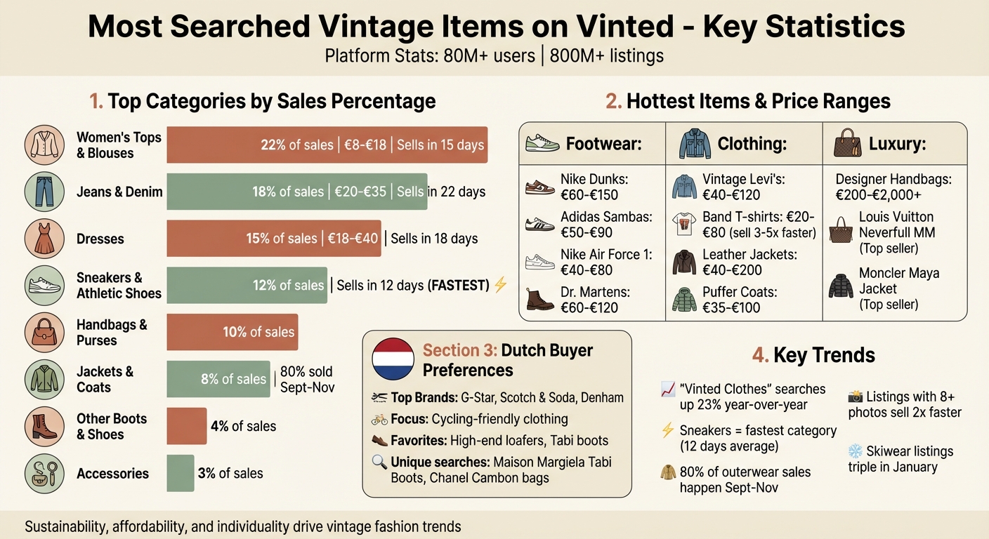 Most Searched Vintage Items on Vinted: Categories, Prices & Sales Data