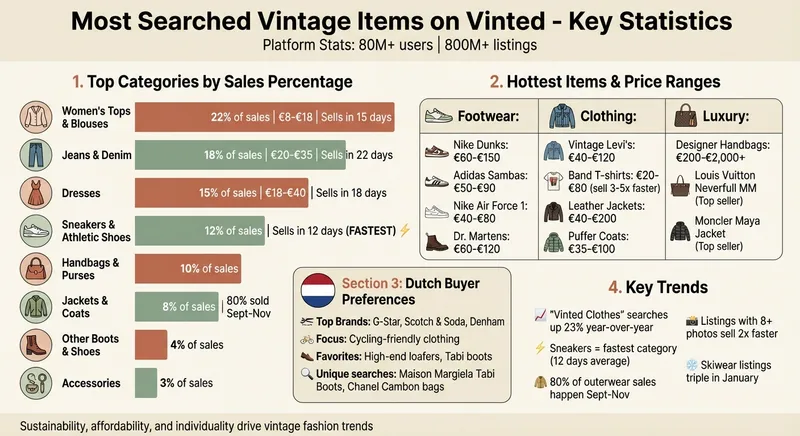 Most Searched Vintage Items on Vinted: Categories, Prices & Sales Data