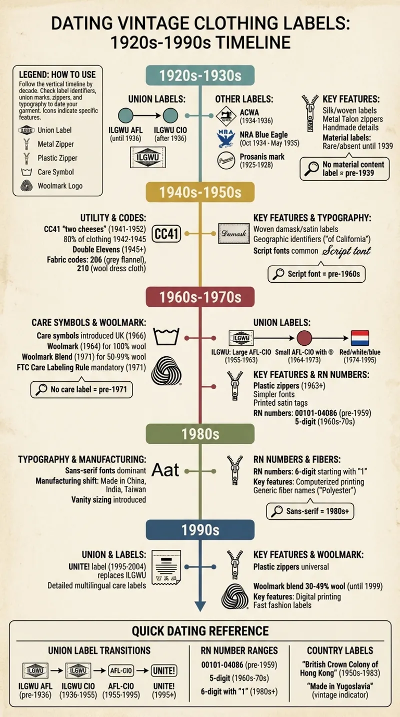 Visual Guide to Dating Vintage Clothing Labels by Decade (1920s-1990s)