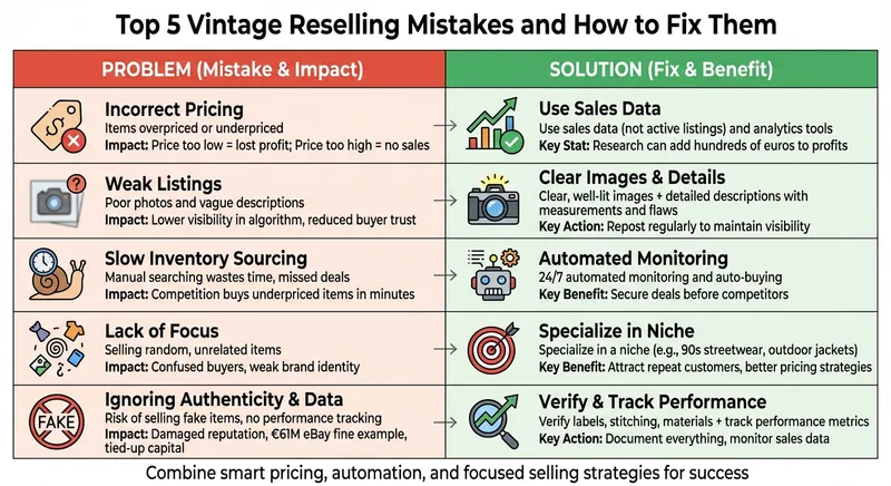 5 Common Vintage Reselling Mistakes and Solutions Comparison Chart