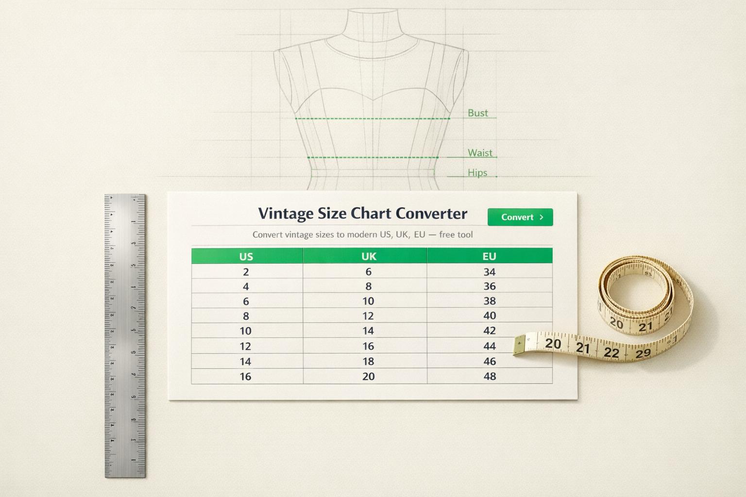 Vintage Size Chart Converter
