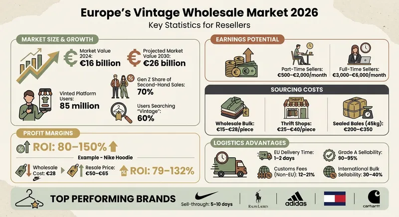 Europe Vintage Wholesale Market Statistics 2026: Earnings, Costs & ROI